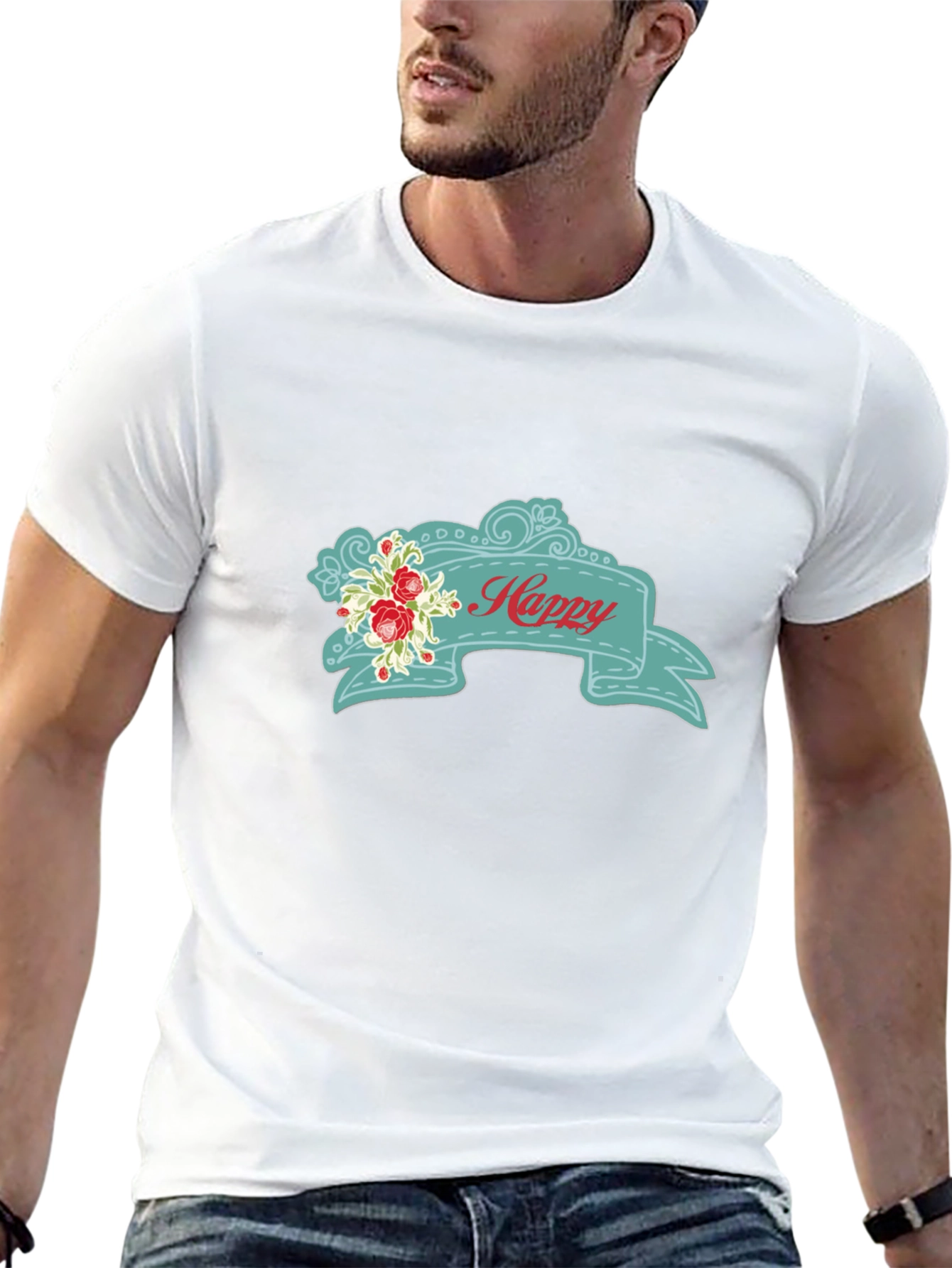 Happy Floral Banner Graphic Tee
