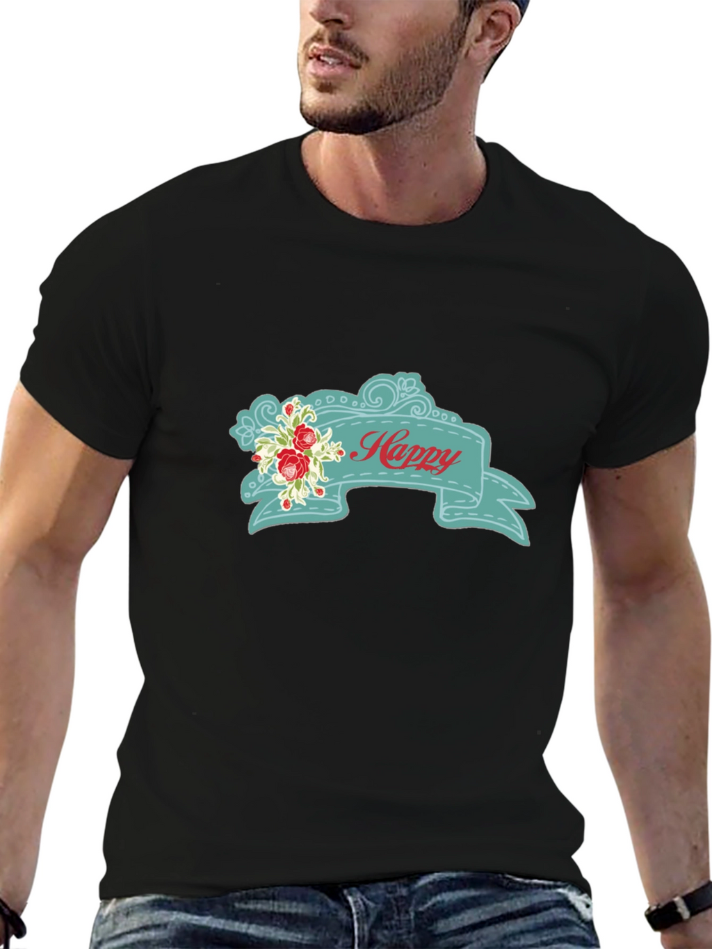 Happy Floral Banner Graphic Tee