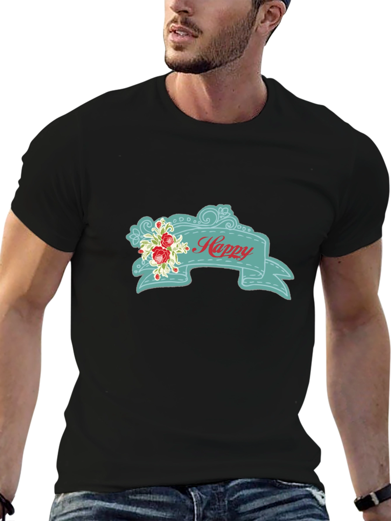 Happy Floral Banner Graphic Tee