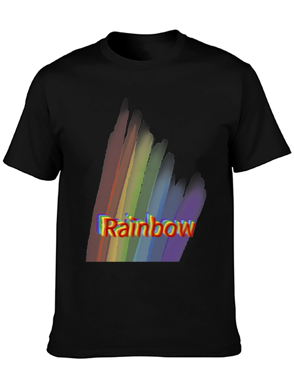 Rainbow Graphic Print Black T-Shirt