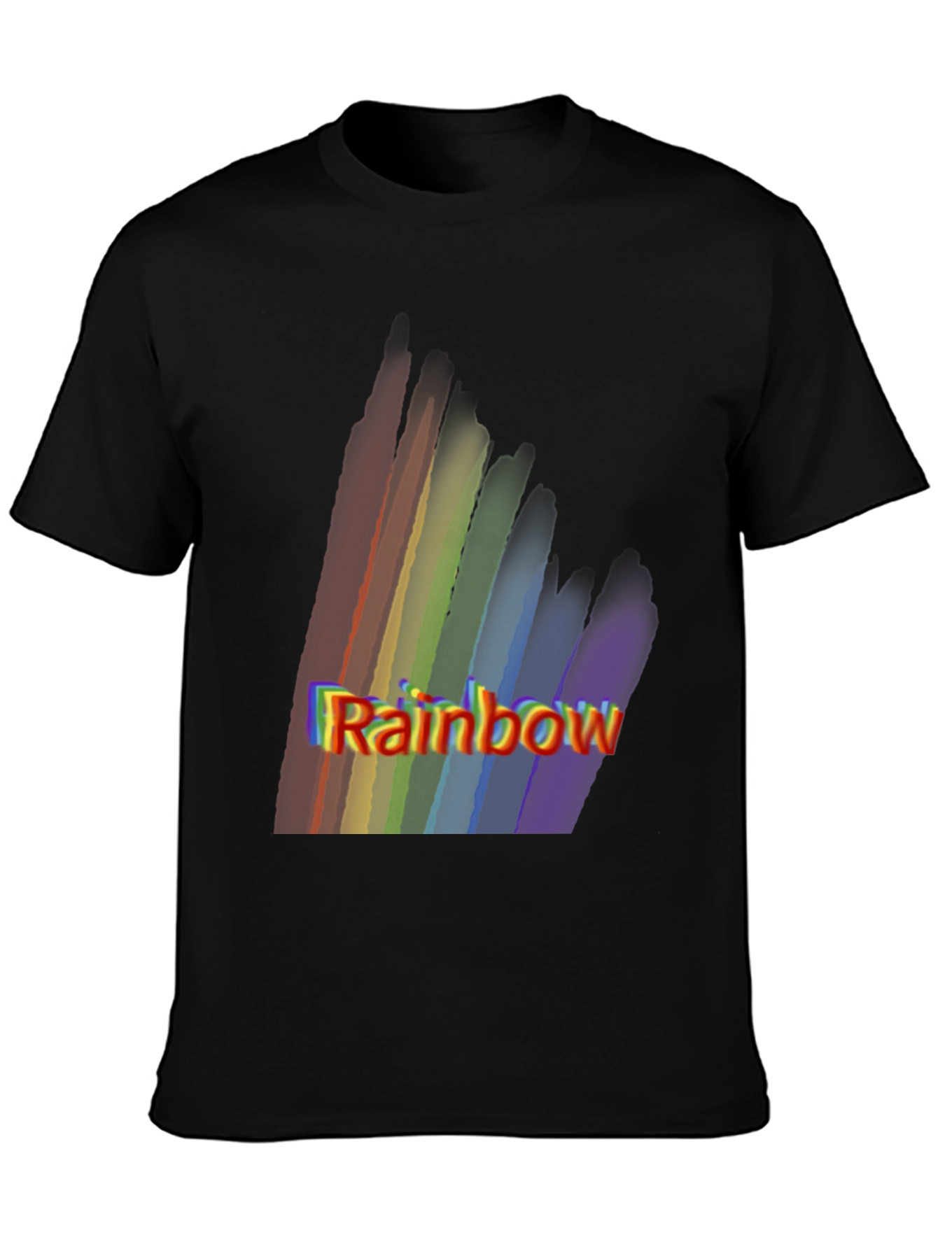 Rainbow Graphic Print Black T-Shirt