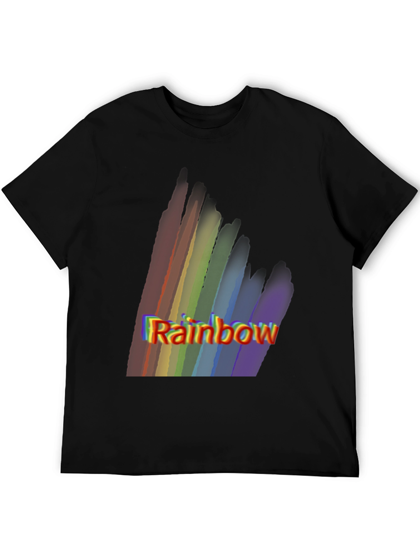 Rainbow Graphic Print Black T-Shirt