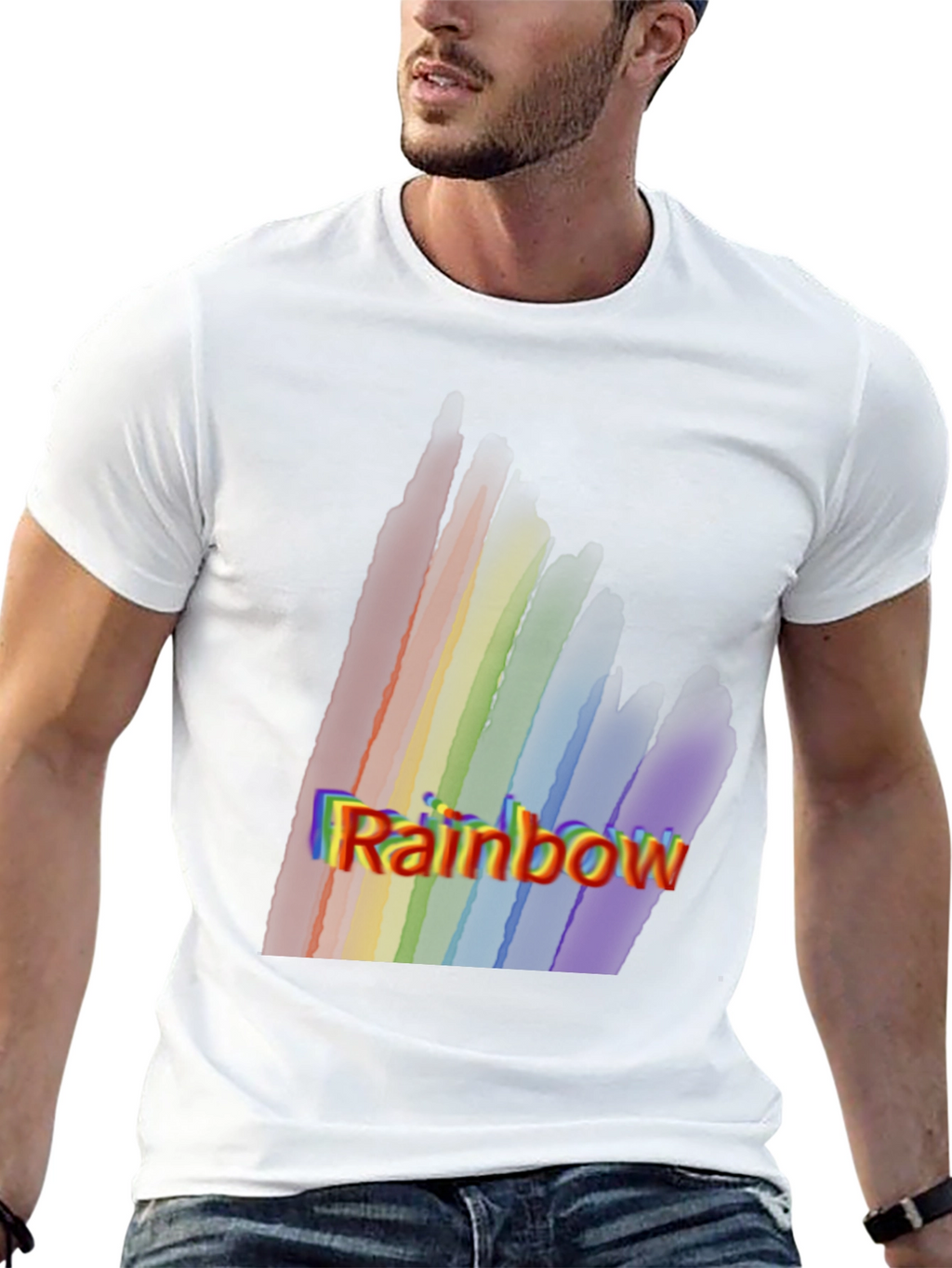 Rainbow Graphic Print Black T-Shirt