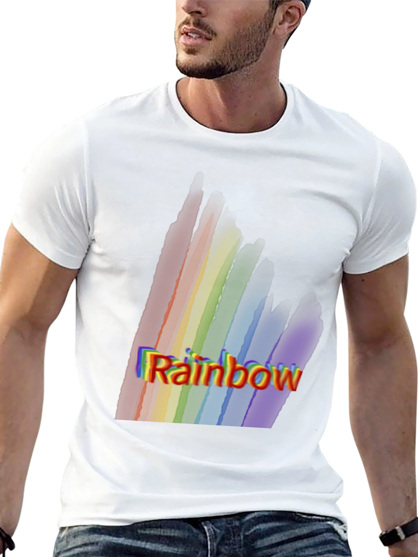 Rainbow Graphic Print Black T-Shirt
