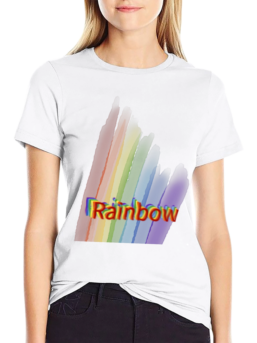 Rainbow Graphic Print Black T-Shirt