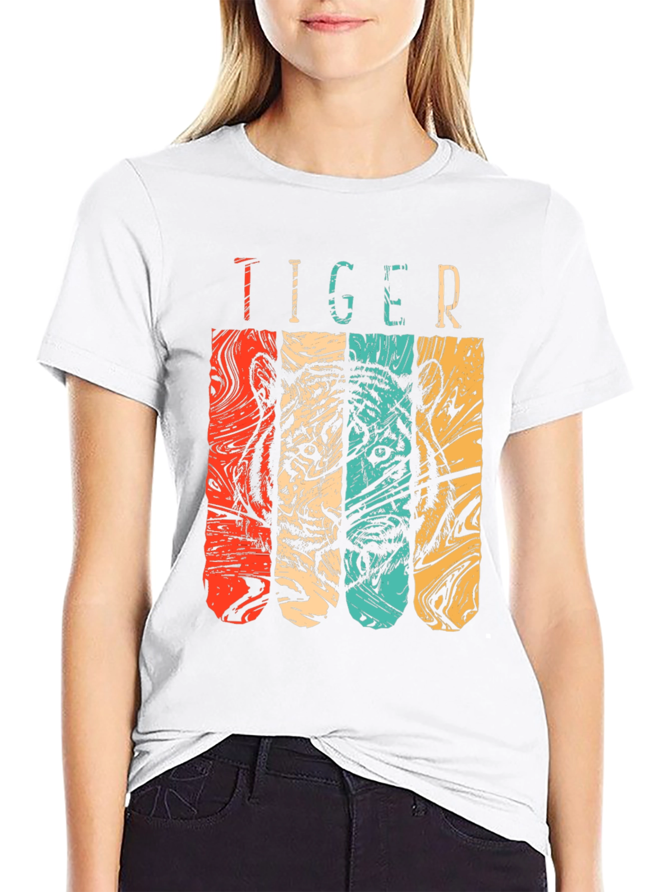 Retro Tiger Graphic Tee - Classic Black