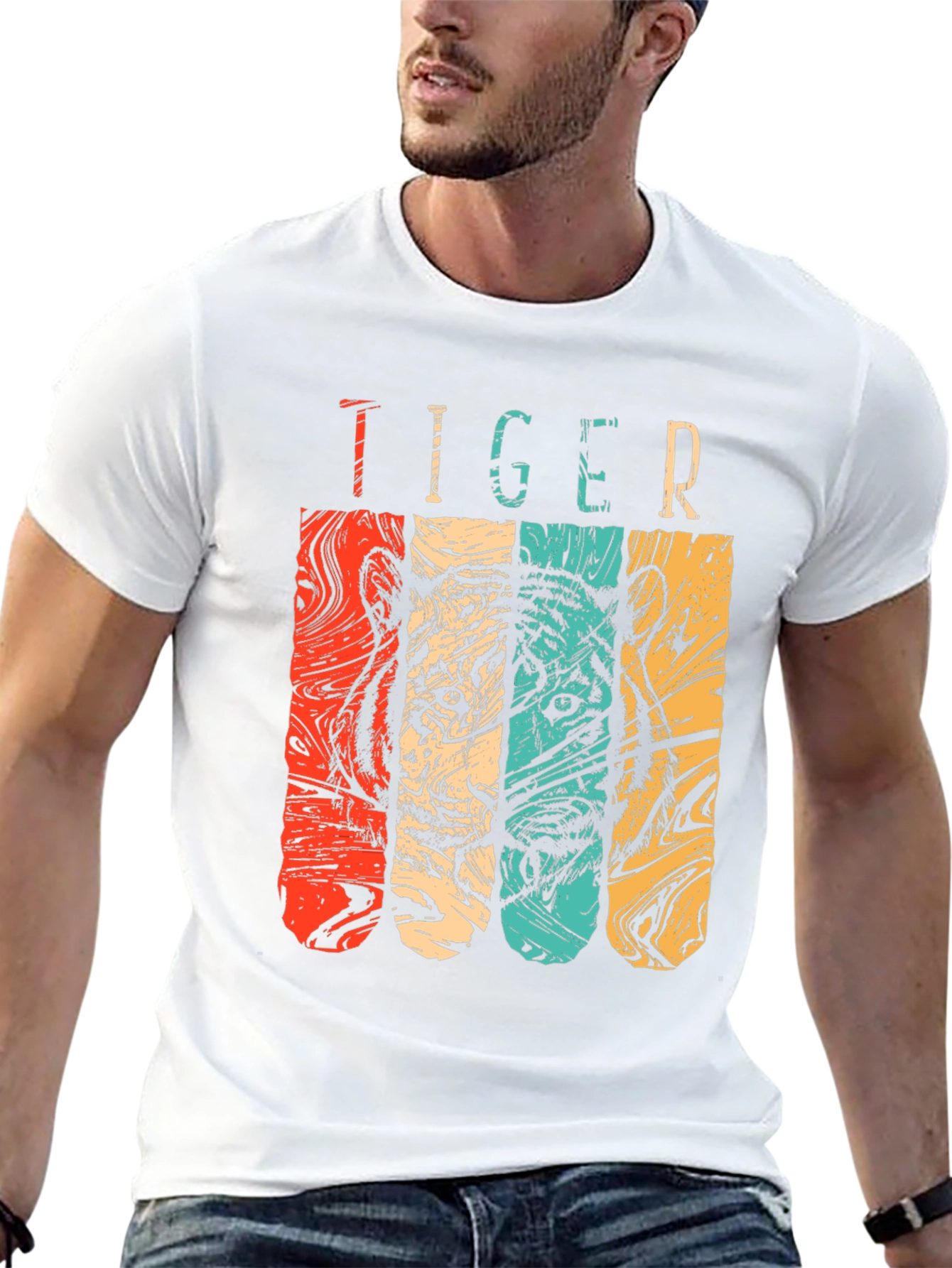 Retro Tiger Graphic Tee - Classic Black