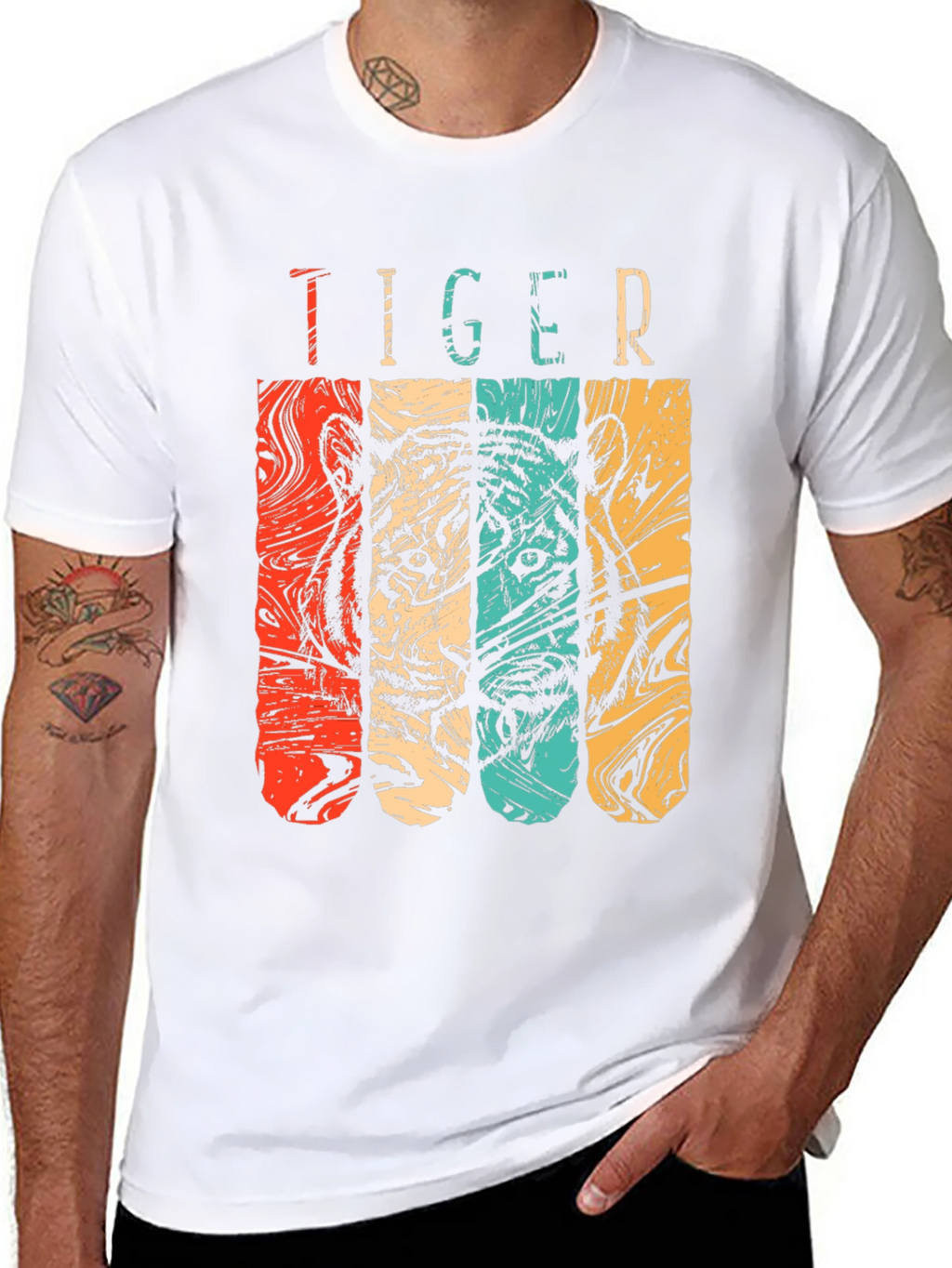 Retro Tiger Graphic Tee - Classic Black
