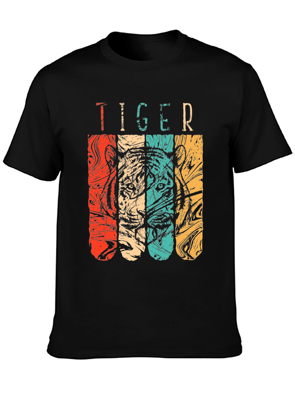 Retro Tiger Graphic Tee - Classic Black