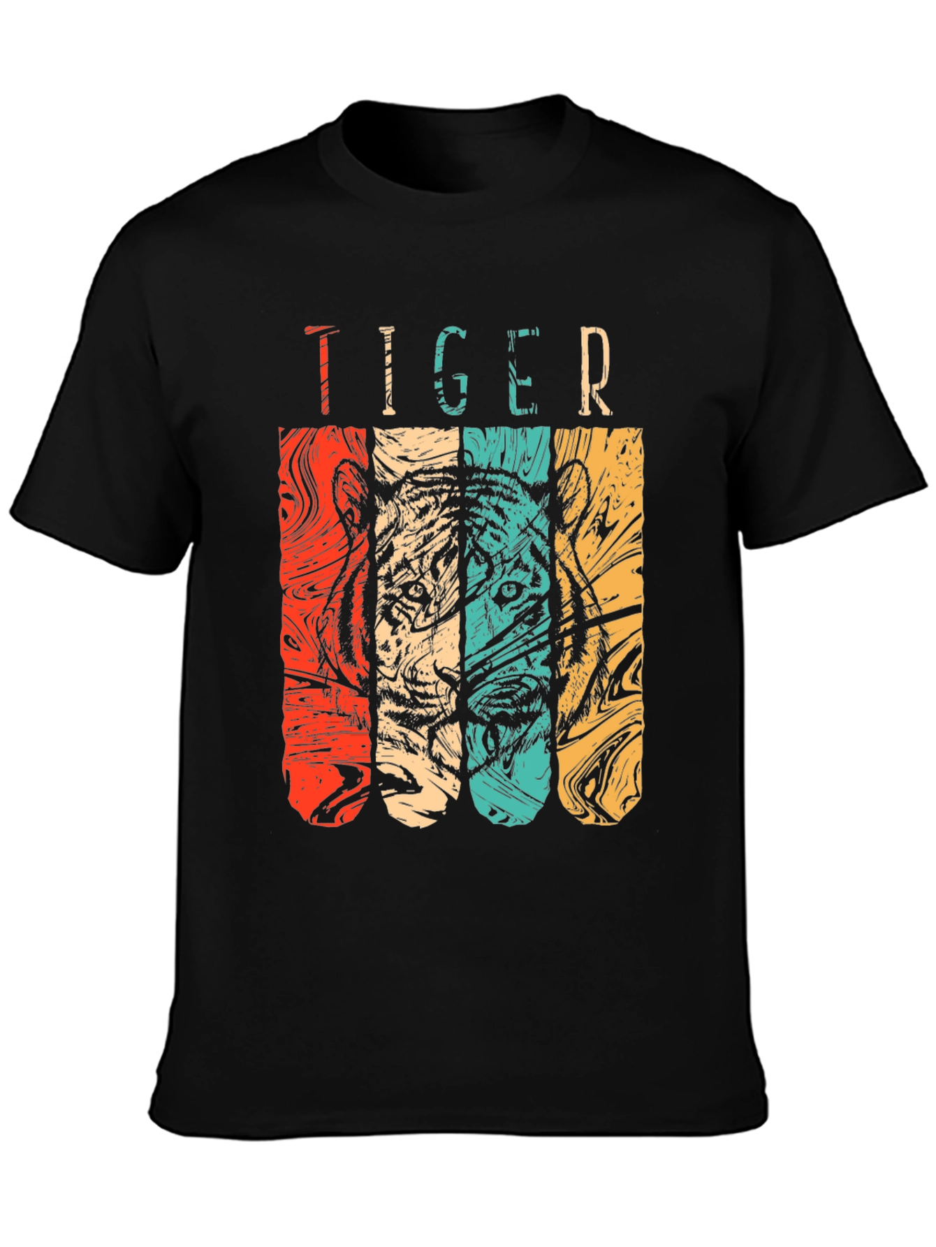 Retro Tiger Graphic Tee - Classic Black