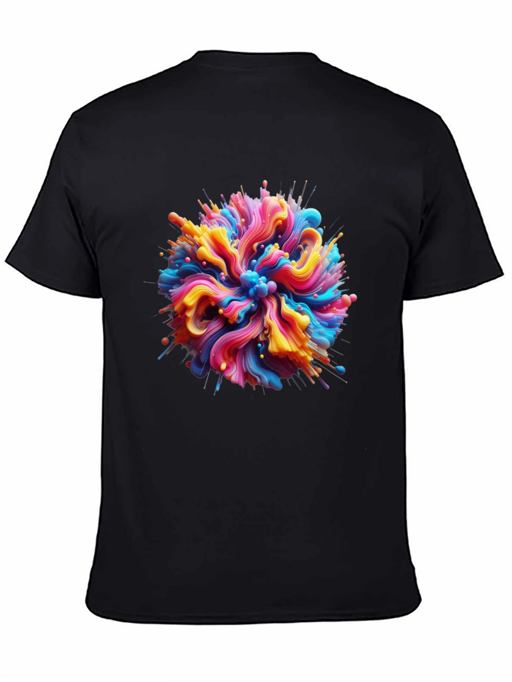 Abstract Swirl Graphic Tee - Bold Black Cotton T-Shirt