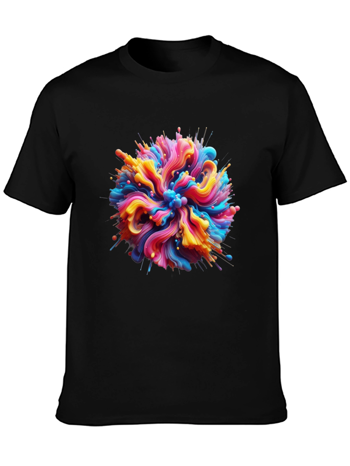 Abstract Swirl Graphic Tee - Bold Black Cotton T-Shirt