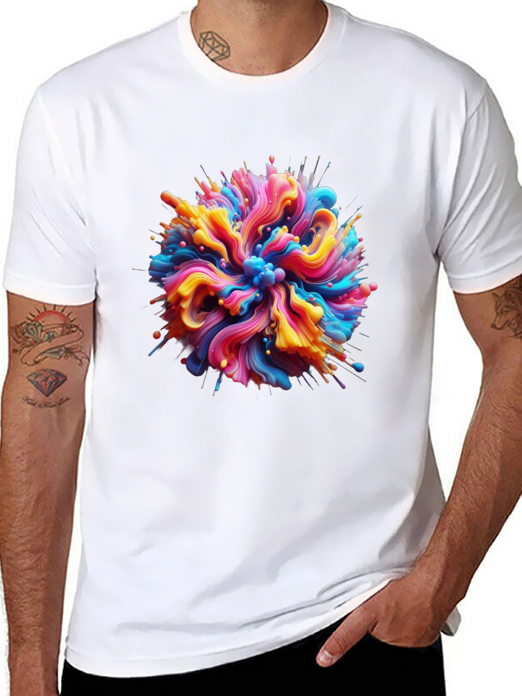 Abstract Swirl Graphic Tee - Bold Black Cotton T-Shirt