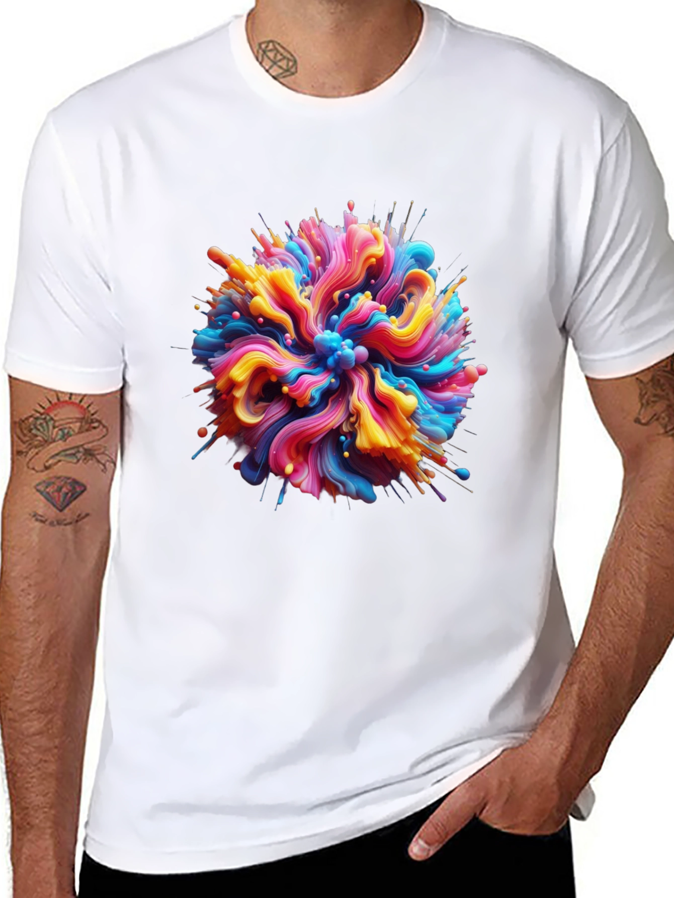 Abstract Swirl Graphic Tee - Bold Black Cotton T-Shirt