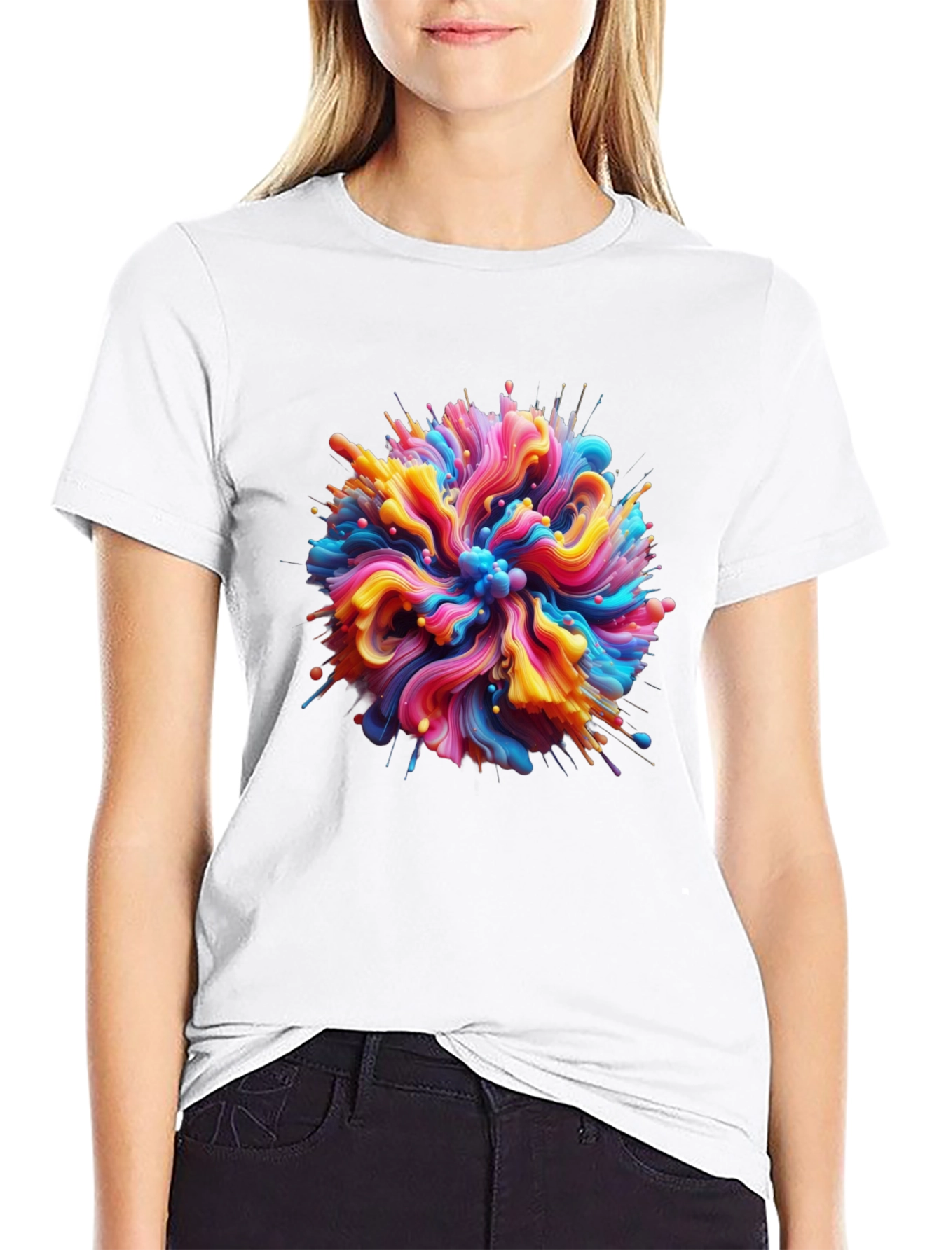 Abstract Swirl Graphic Tee - Bold Black Cotton T-Shirt