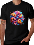 Abstract Swirl Graphic Tee - Bold Black Cotton T-Shirt