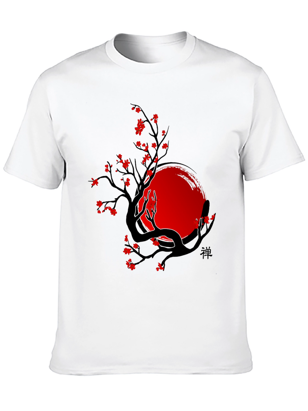 Zen Tree T-Shirt - Black with Red Accents
