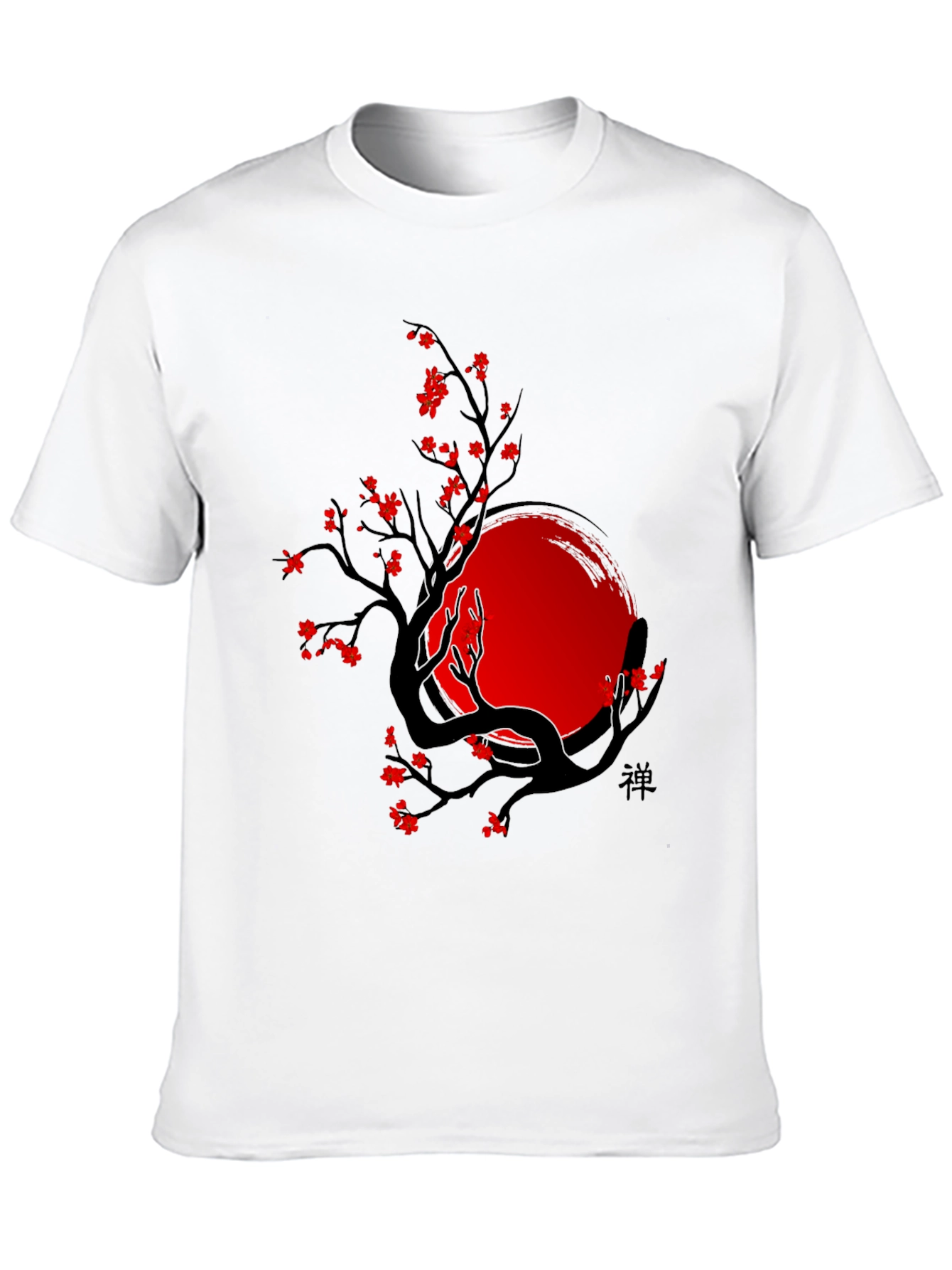Zen Tree T-Shirt - Black with Red Accents