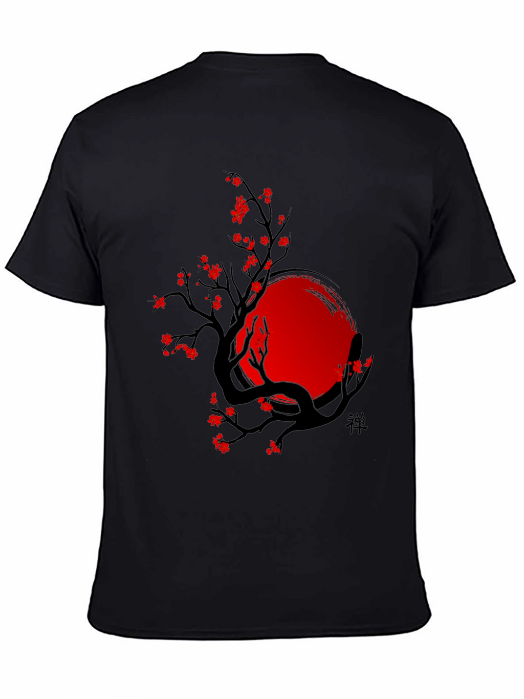 Zen Tree T-Shirt - Black with Red Accents