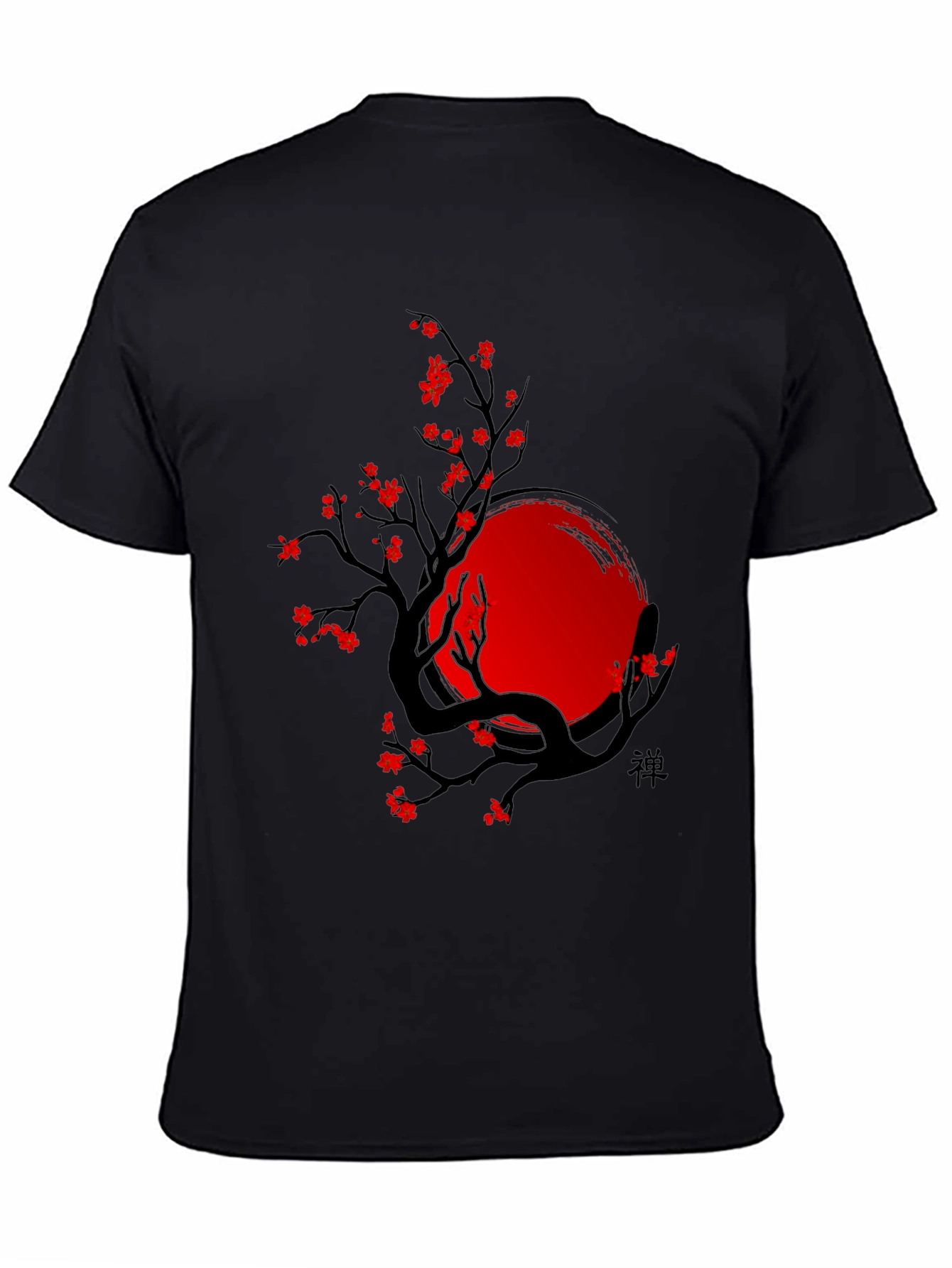 Zen Tree T-Shirt - Black with Red Accents