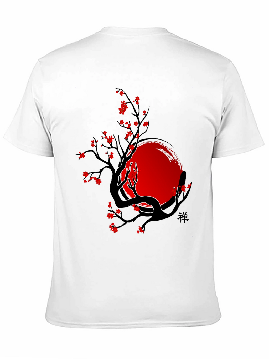 Zen Tree T-Shirt - Black with Red Accents