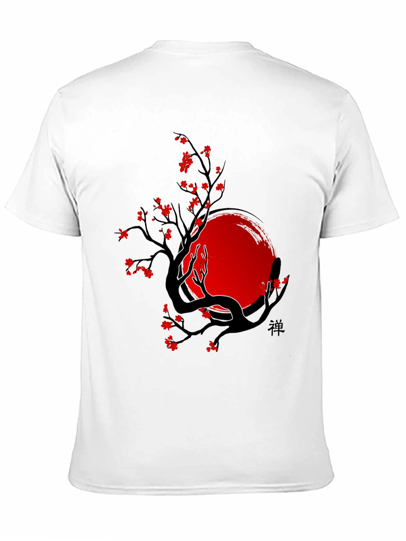 Zen Tree T-Shirt - Black with Red Accents