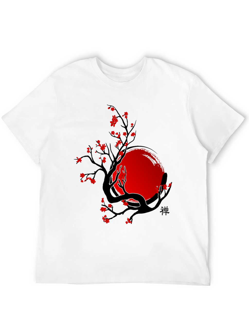 Zen Tree T-Shirt - Black with Red Accents