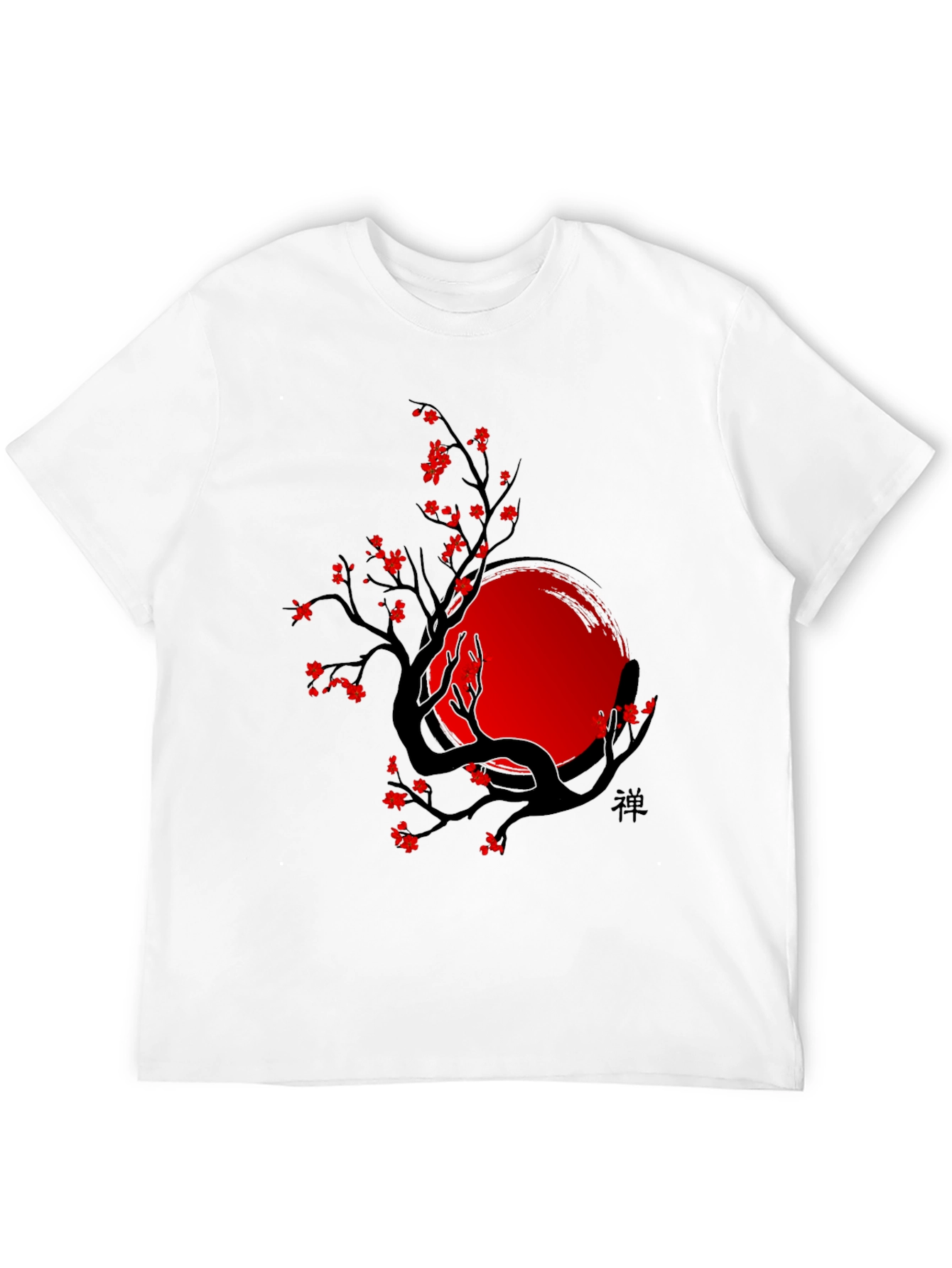 Zen Tree T-Shirt - Black with Red Accents