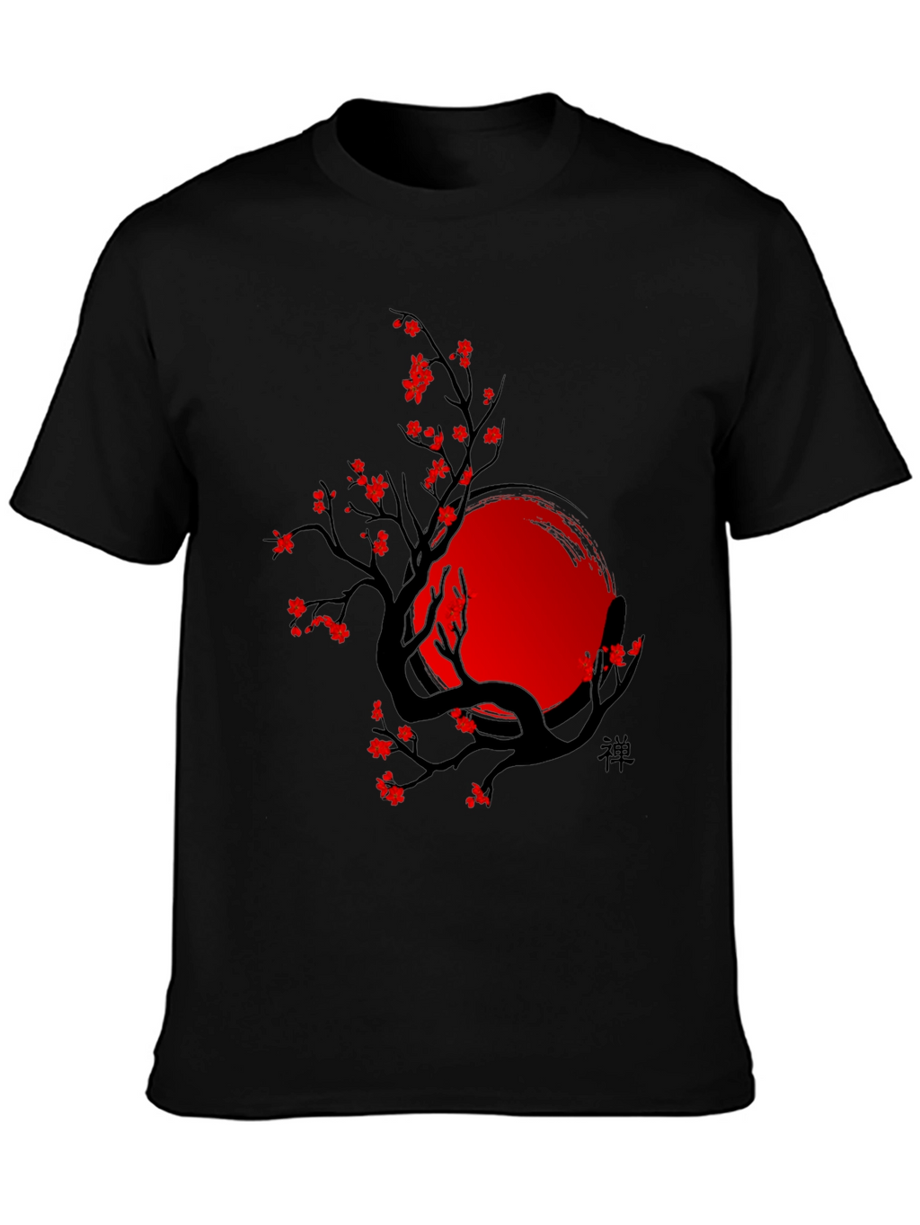 Zen Tree T-Shirt - Black with Red Accents