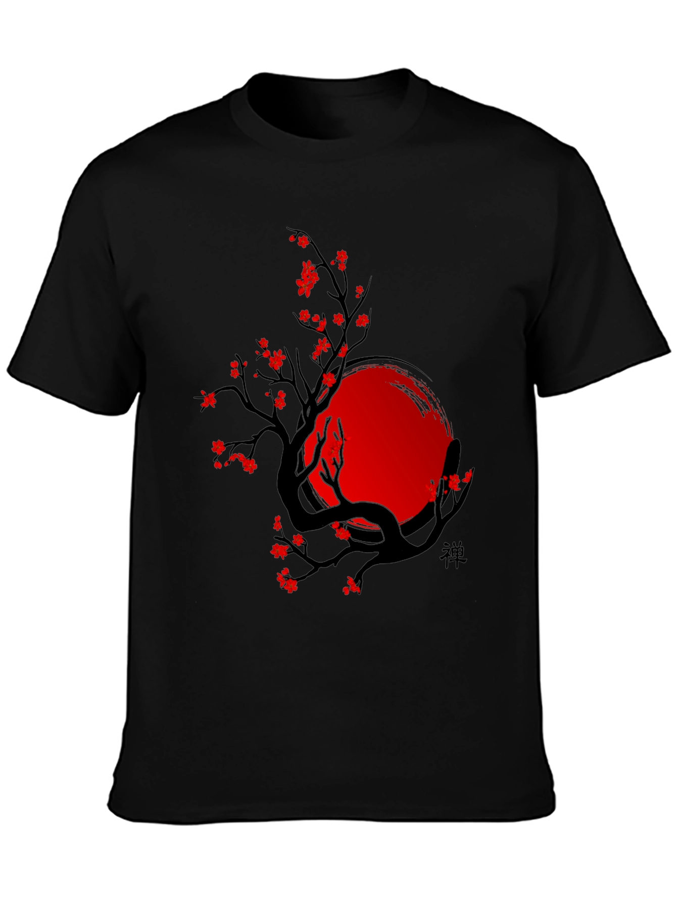Zen Tree T-Shirt - Black with Red Accents