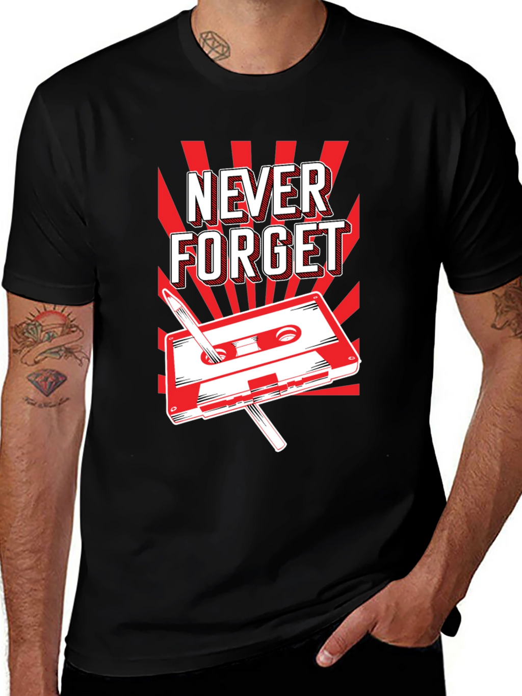 Never Forget Cassette Tape T-Shirt - Retro Style