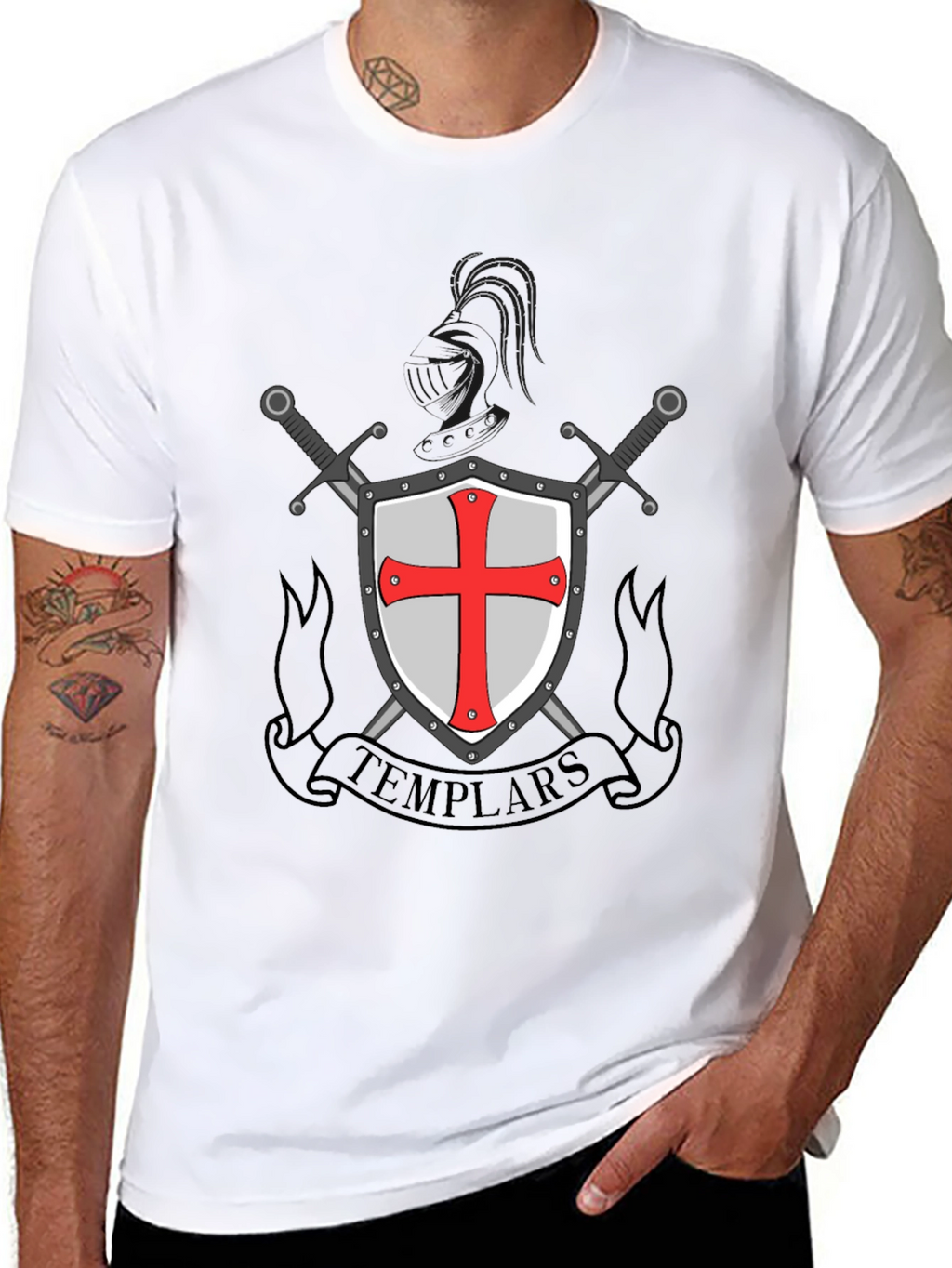 Templar Shield & Swords Graphic Tee - Black