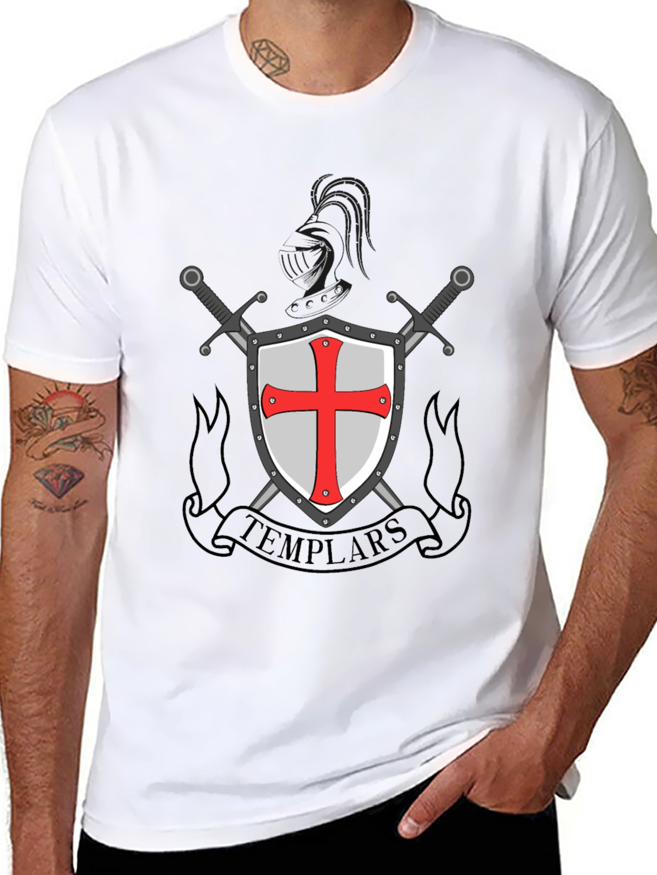 Templar Shield & Swords Graphic Tee - Black