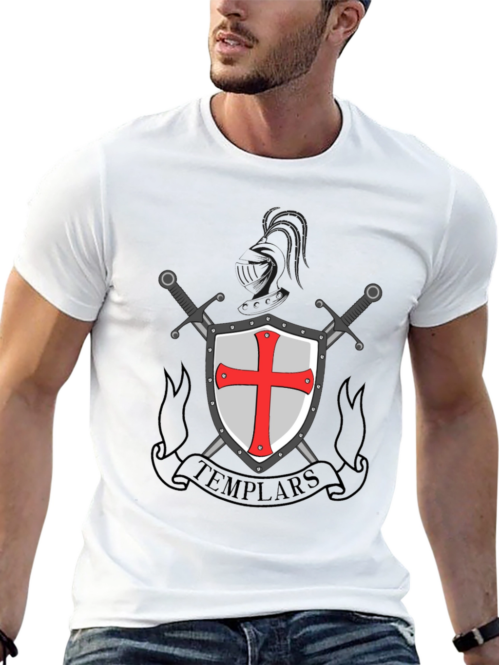 Templar Shield & Swords Graphic Tee - Black
