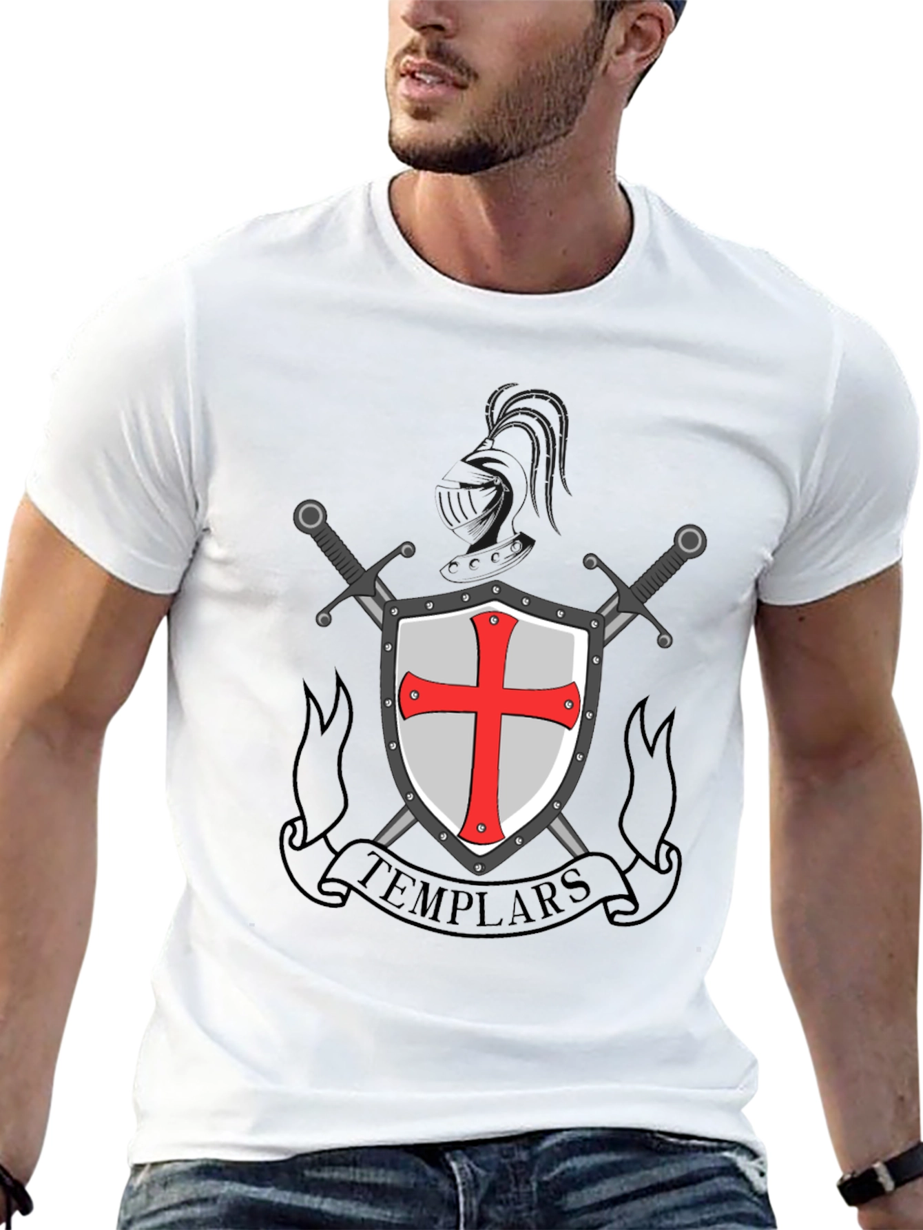 Templar Shield & Swords Graphic Tee - Black