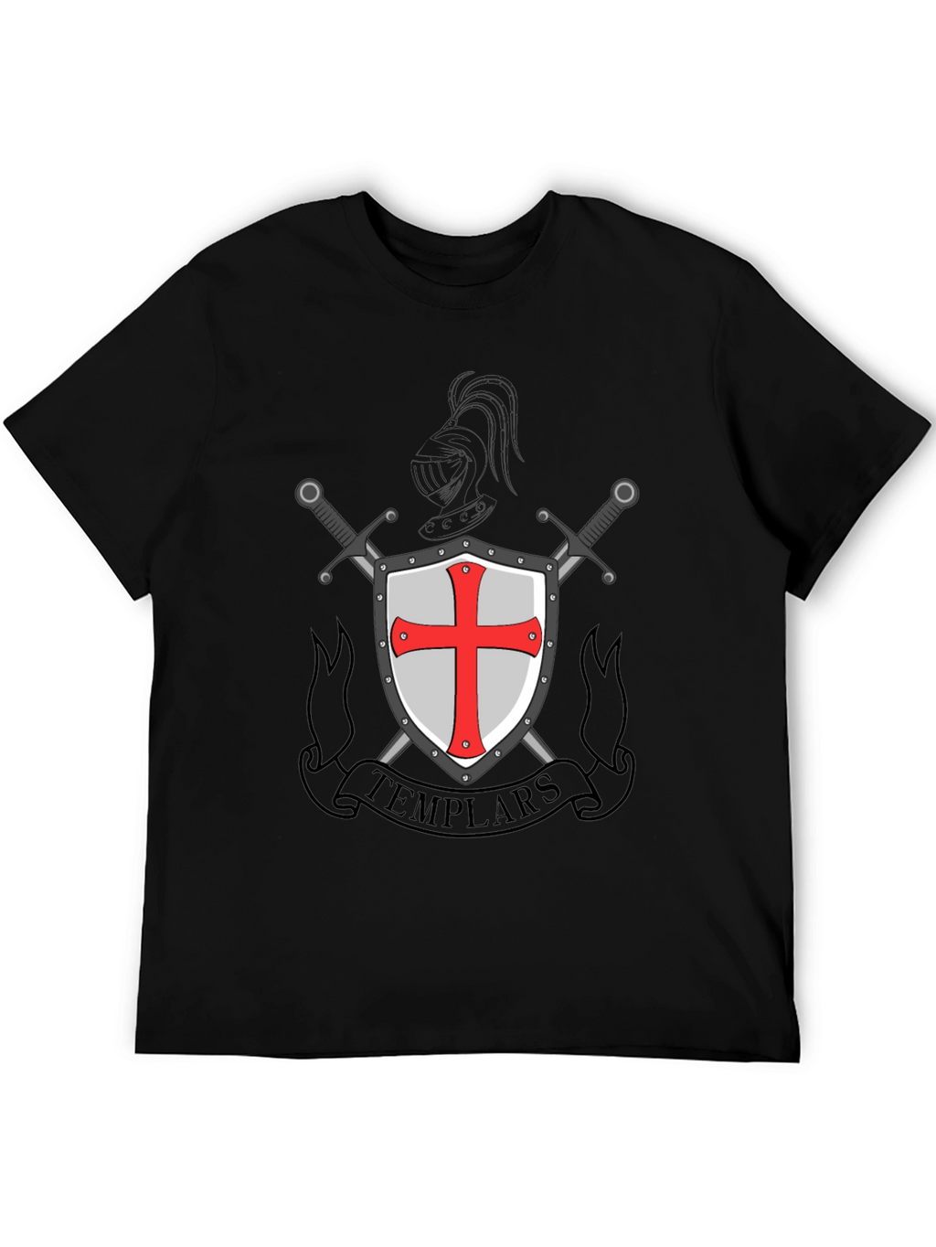 Templar Shield & Swords Graphic Tee - Black