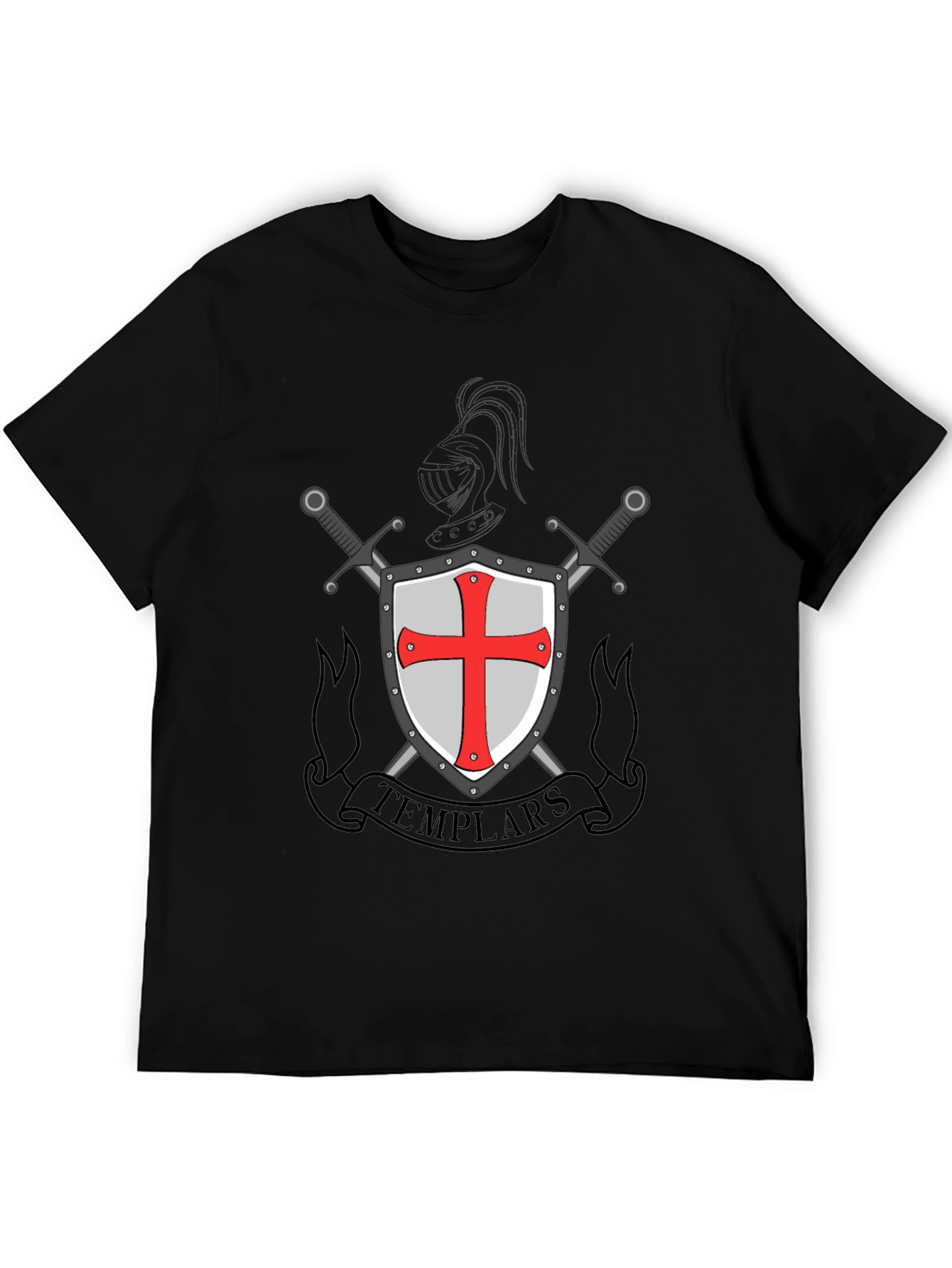 Templar Shield & Swords Graphic Tee - Black