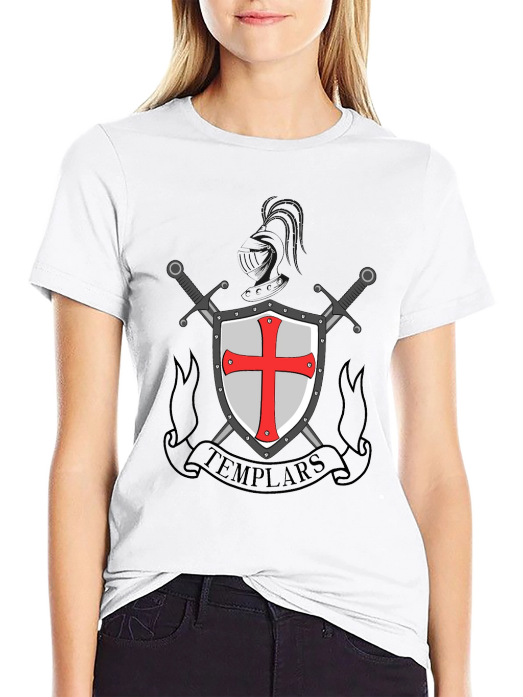 Templar Shield & Swords Graphic Tee - Black