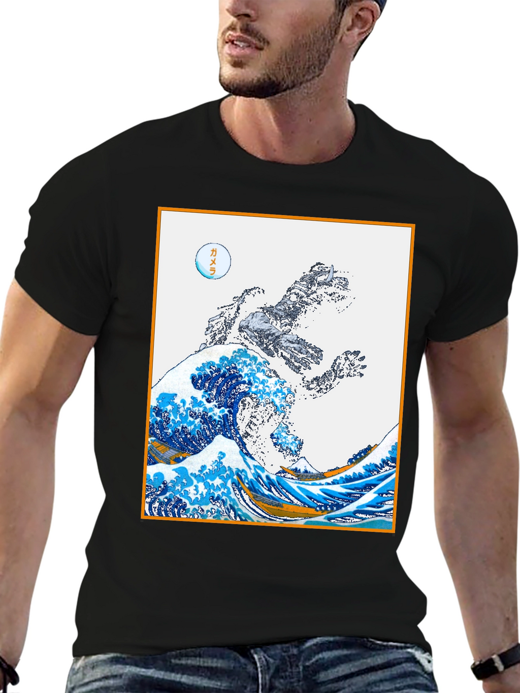 Godzilla Great Wave Graphic Tee - Black