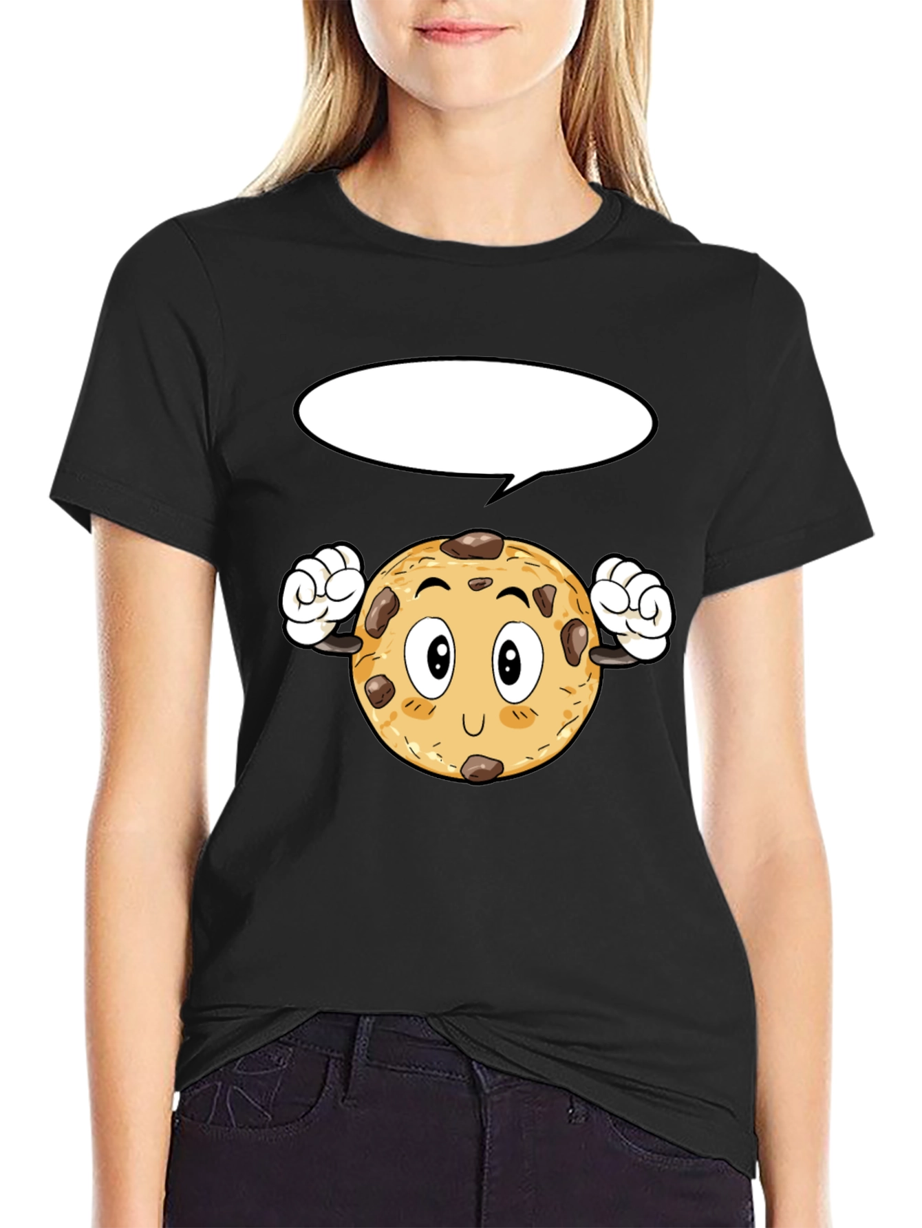 Cartoon Cookie Black T-Shirt