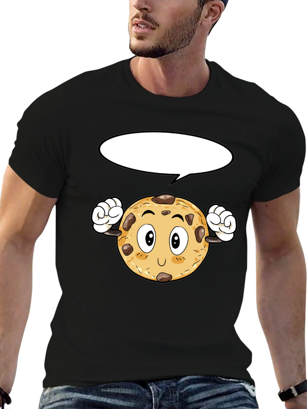 Cartoon Cookie Black T-Shirt