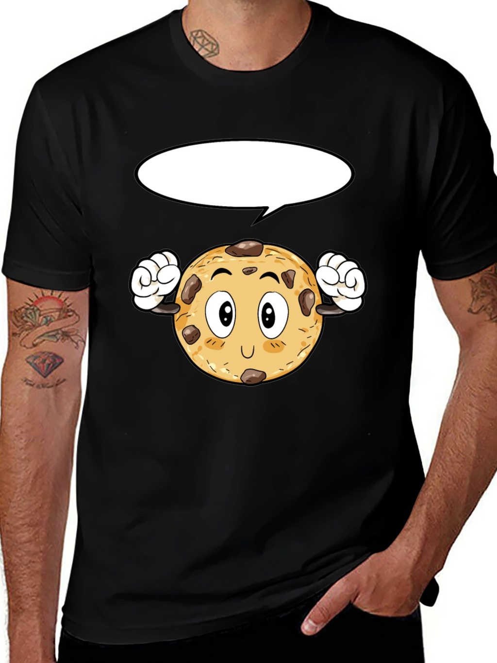 Cartoon Cookie Black T-Shirt