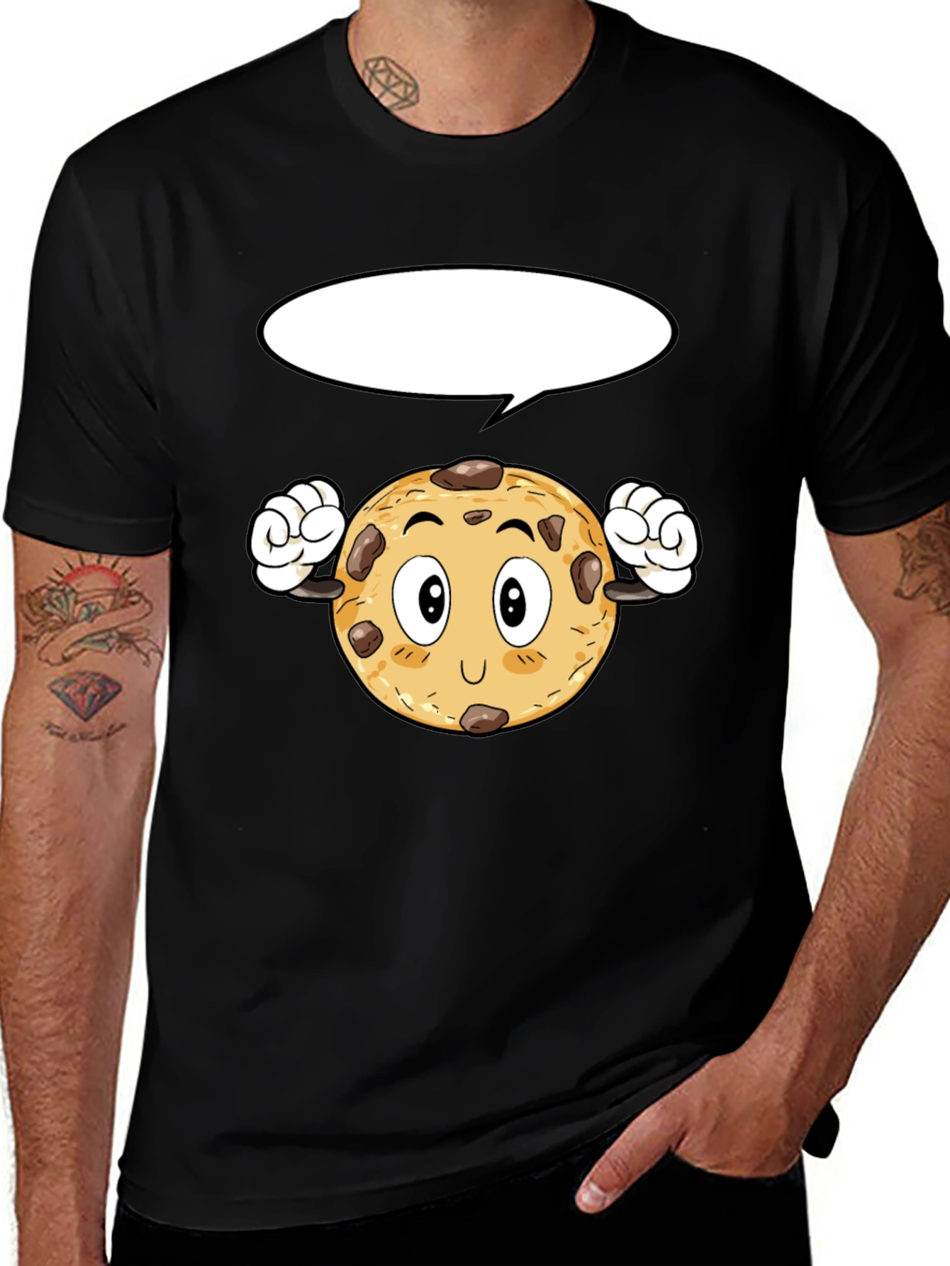 Cartoon Cookie Black T-Shirt