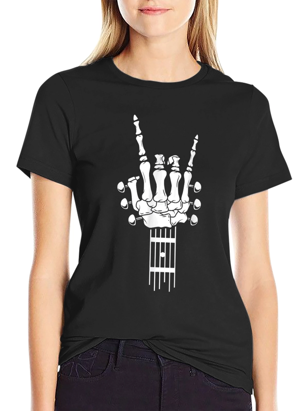 Rock On Skeleton Hand Guitar T-Shirt