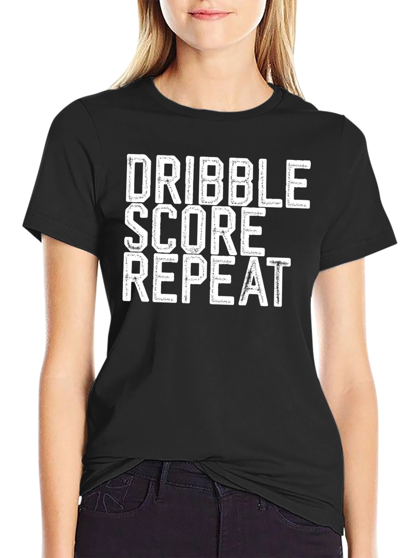Dribble Score Repeat T-Shirt - Basketball Graphic Tee