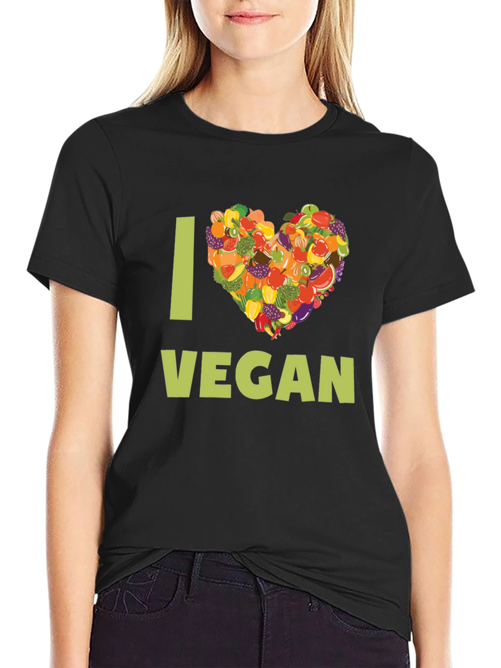 I Heart Vegan T-Shirt - Fruit & Vegetable Design