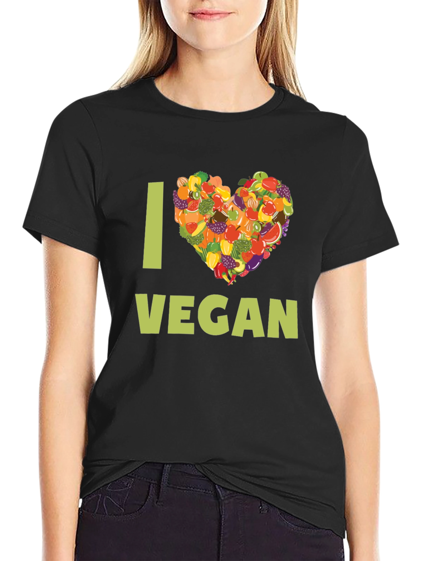 I Heart Vegan T-Shirt - Fruit & Vegetable Design
