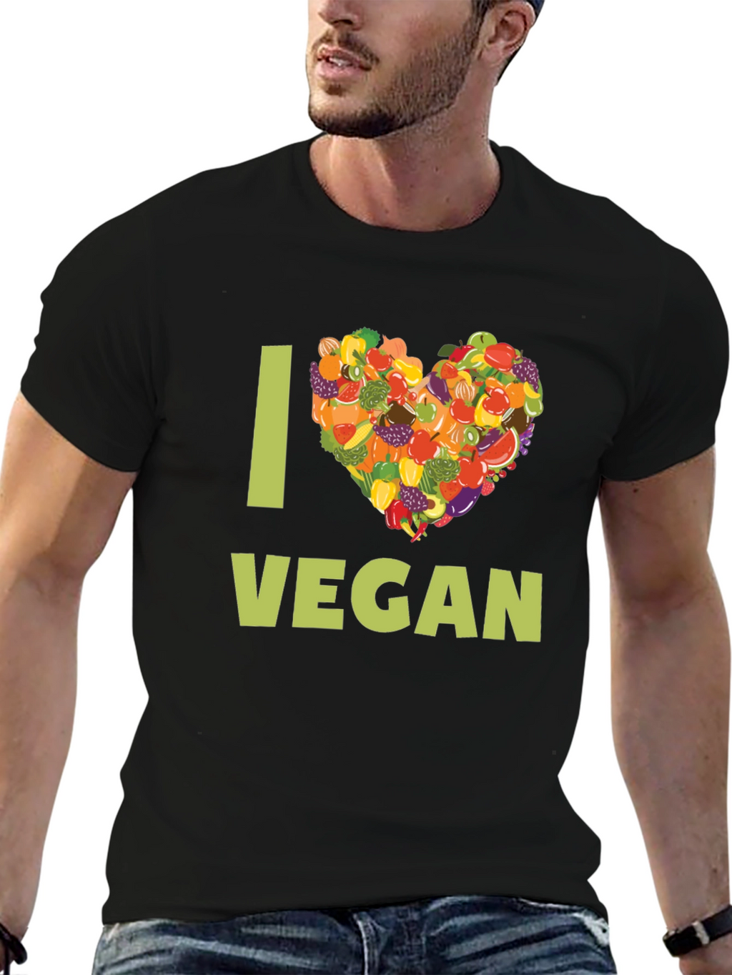 I Heart Vegan T-Shirt - Fruit & Vegetable Design