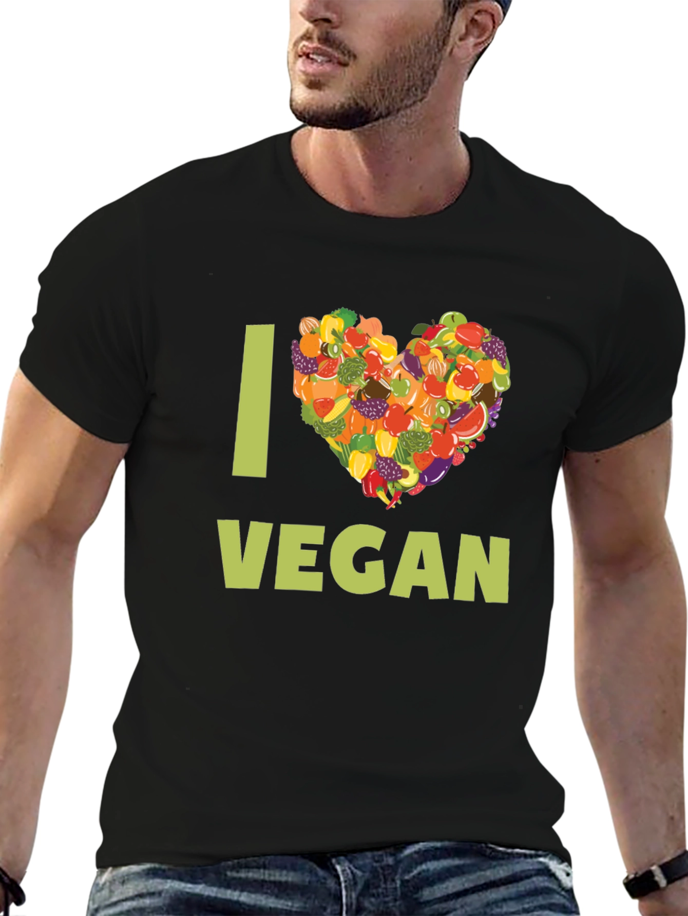 I Heart Vegan T-Shirt - Fruit & Vegetable Design