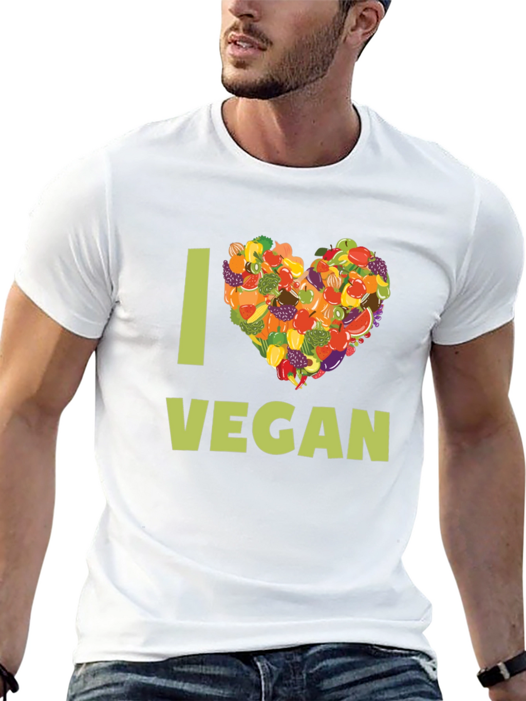 I Heart Vegan T-Shirt - Fruit & Vegetable Design